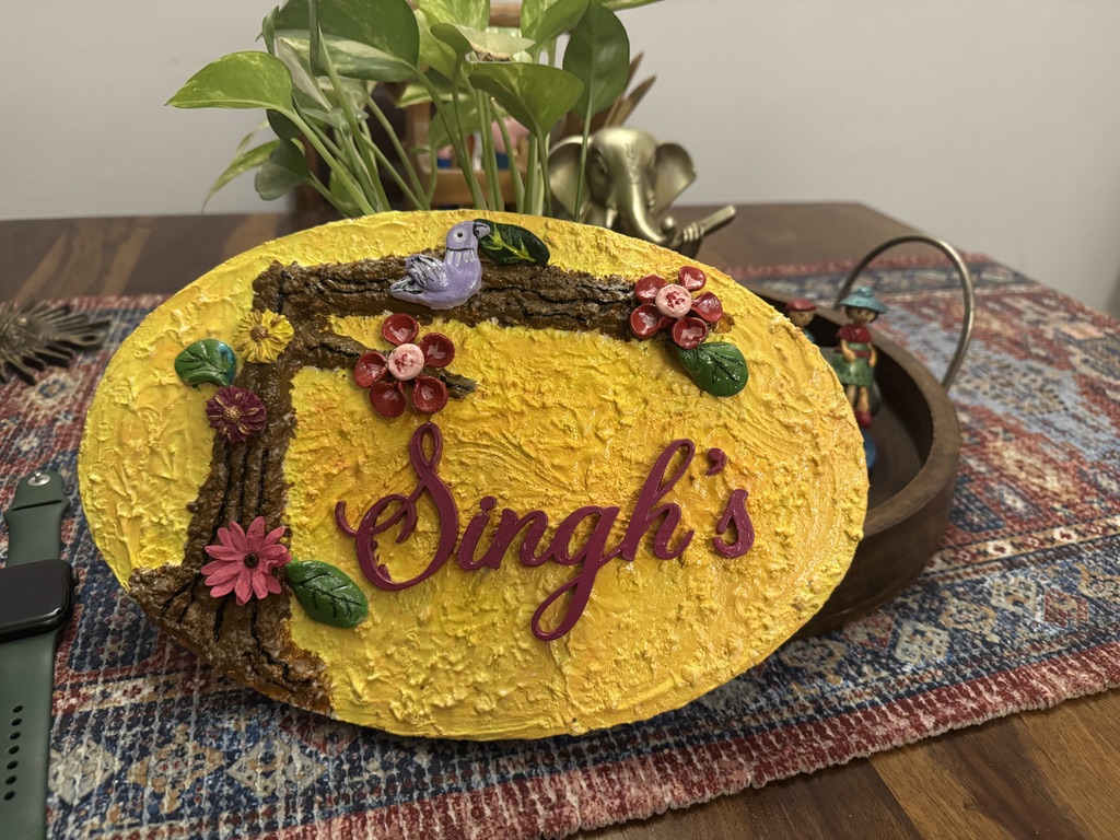 Canvas Name Plate - Oval Branch Design
